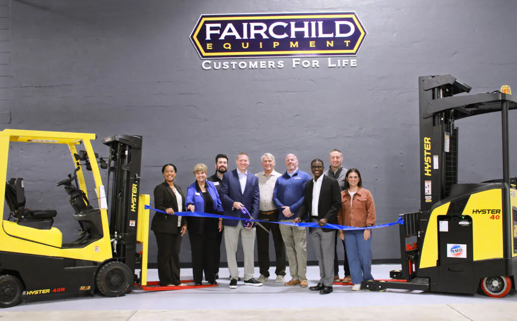 Dora Drake, Ginger Kollmansberger, Ryan Rivas, Chad Fairchild, Gary Fairchild, Van Clarkson, David Crowley, Mike Duffek and Heather Hastings at Fairchild Equipment's Milwaukee Grand Opening.