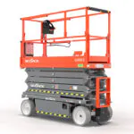 Skyjack SJ3232 E electric scissor lift, stowed.
