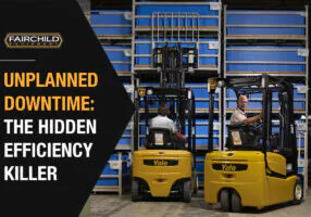 Yale forklifts in warehouse. "Unplanned Downtime: The Hidden Efficiency Killer"